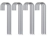 OK5STAR 12 Pack 16" Ground Rebar Stakes Heavy Duty J Hook Ground Anchors, Curved Steel Plant Support Garden Stake Anti Rust Galvanized Ground Stakes