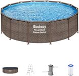 Bestway Power Steel 14’ x 42” Round Above Ground Outdoor Backyard Swimming Pool Set with 1,000 GPH Filter Pump, Ladder, and Pool Cover