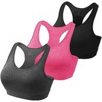 HBselect 3 Pack Comfort Racer Back Sports Bras for Women UK with Removable Pads, Wireless Seamless Plus Size Sleep Bras for Girls in Yoga Bralette Running Leisure Crop Gym Stretch Tops Vest