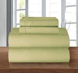 Elegant Comfort Luxury Premium Hotel Quality Microfiber 4-Piece Sheet Set - Wrinkle Resistant, All Around Elastic Fitted Sheet, Deep Pocket up to 16", Full, Sage/Green