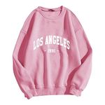 Ladies Sweatshirt NEW YORK Letter Pattern Fashion Sweatshirt Oversized jumper Long Sleeve T-Shirt Casual Graphic Pullover Round Neck winter Sweatshirts for Teenage Girl Ladies, 03 Pink, XL