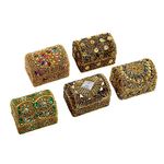 SHOP LC DELIVERING JOY Jewelry Holder Mini Treasure Chests Trinket Boxes Handcrafted Set of 5 Gifts Keepsake Storage Box Multicolor Multi Beaded Wooden