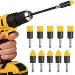 IMPRESA [10 Pack] 3/4 W Drill Brush Attachment & 6 Extender, 5 Tapered & 5 Flat, All Purpose Detail Brush Attachments for Cordless, Tile & Grout Drill Brush Set, Drill Attachments for Cleaning, 5/8"L