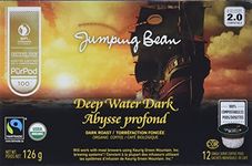 Jumping Bean Dark Roast Fairtrade Organic 100% Compostable K-Cup Coffee Pods, Individually Wrapped, ECO2Roast, Premium Coffee, Non-GMO, Deep Water Dark , 12 Count Pods