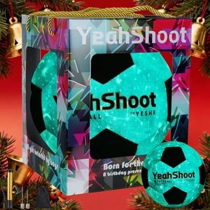 YeahShoot Luminous Glow in The Dark Soccer Ball-Size 5 Football, Cool Vibrant Glow,Durable,Enhanced Night Visibility, Pump & Bag Included, Perfect for (Starry Blue-Gift Set, Size5/27.5")