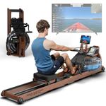 JOROTO Rowing Machine for Home Gym Oak Wood Foldable Rower Machine 350LBS Weight Capacity with Bluetooth, Adjustable Tablet Holder