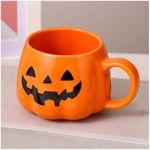 Mycheny Halloween Pumpkin Coffee Mug, Fall Autumn Coffee Mugs, Cute Orange Ceramic Pumpkin Shaped Cup Soup Bowl, Thanksgiving & Harvest Season Gift, Ceramic Tea Cups for Home Drinking (14 oz)