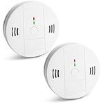 Combination Smoke and Carbon Monoxide Detector Alarm, 2-Pack Beeps Warning Smoke and CO Alarms for Basements Travel Home Office House Bedroom Living Room Car, Battery Operated, Comply with UL 217/2034