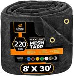 Xpose Safety Heavy Duty Mesh Tarp – 8' x 30' Multipurpose Black Protective Cover with Air Flow - Use for Tie Downs, Shade, Fences, Canopies, Dump Trucks – Waterproof, Weather and Tear Resistant