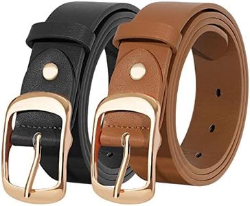 SUOSDEY Fashion Womens Leather Belt, Soft Leather Waist Belt with Pin Buckle for Jeans Pants,width 1.3"