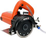 YATO Professional Wet, Dry Stone Cutting Saw, 1400 Watt, Includes Diameter 125 mm Diamond Cutting Disc, 12000 RPM, Adjustable Cutting Depth Max. 38 mm, Adjustable Water