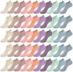 GENTLEAGU Women No Show Viscose Bamboo Socks Arch Support Thin Low Cut Bulk Breathable Soft Family Wholesale 50 Pairs (4-8, Mix color1)