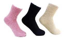 Frackson 3 Pair Soft & Cozy Winter Thick Warm Fleece Lined Thermal Stretchy Elastic Velvet Socks (Without Thumb) for Girls/Ladies/Women (Pink Black Beige)