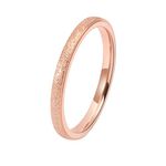 Epinki Promise Ring, 2MM Women Titanium Ring Rose Gold Matte Simple Ring Jewellery Size L 1/2