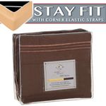 Clara Clark 1800 Series Bed Sheet Sets - Stay fit on mattress with elastic straps at corners - Full (Double), Chocolate Brown