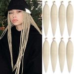 Leeven 8 Packs Blonde Braiding Hair Extensions Pre Stretched for Box Braids 20'' Yaki Straight EZ Braiding Hair Kanekalon Fiber Pre Stretched Crochet Braiding Hair Extension /20 Inch 613#