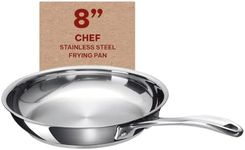 Alva Chef Stainless Steel Frying Pan Skillet Non Toxic Cookware Stainless Steel Skillet 8" PFAS, PFOA & PFTE Free, for Cooking Pan Set, Induction Safe, Add to Your Pots and Pans Set Cookware