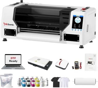 RocRow InkSonic Dual XP600 DTF Printer, 13'' T-Shirt Transfer Machine with White Ink Circulation, Automatic Cleaning, High-Speed Direct to Film Printing for Custom Apparel