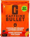 Caffeine Bullet ‘Stay Awake’ Chocolate Orange Chews - 4 Energy Gummies Each 85mg Caffeine Candy: Faster Kick Than Energy Drinks & Caffeine Gum for a pre Gym, Gaming & Endurance Sports Energy Shot