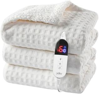 YDW Heated Blanket Electric Throw - 130x180cm Soft Rug Plush Fleece Waffle Heating Warming Rugs with Auto Shut Off for Couch Office Chair Lap Bed Adults Fuzzy Cozy Machine Washable Throws Size Beige