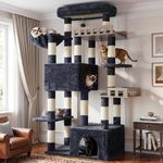 Gitelsnour Cat Tree, Heavy-Duty Cat Tower for Large Adult Cats, Main Coon Cat Tree Tower with Hammock, 2 Big Perches, 2 Cat Condos forIndoor Cats 20 lbs+, 15 Scratching Posts, Smoky Gray GCT033G
