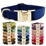 CUUOOT Personalized Dog Collar with Metal Buckle, Double Sided Corduroy Collar Customized with Name and Phone Number, Adjustable Sizes for Small Dogs, Medium, and Large (Link 1)