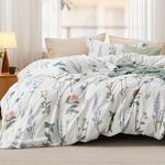 Bedsure Duvet Cover Queen Size - Reversible Cute Floral Duvet Cover Set with Zipper Closure, 3 Pieces White Bedding Set with 8 Corner Ties and 2 Pillow Shams 20"x26"