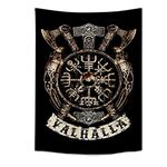 Arsey Viking Decorative Tapestry Vegvisir Axis Hammer Valhalla Wall Cloth Nordic Mythology Fathurk Wall Hanging Gothic Aesthetic Decorative Tapestry Small Black 150 x 130 cm