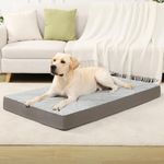 KSIIA Orthopedic Dog Bed Dog Crate Bed Waterproof Dog beds for Extra Large Dogs Deluxe Plush Washable Dog Bed with Egg Crate Foam & Removable Cover, 47 x 29 Inch, Gray