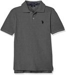 U.S. Polo Assn. Boys' Big Classic Short Sleeve Solid Pique Polo Shirt, New Grey, 4/5