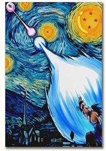 Starry Night Theme Wall Poster Dragonball Z Starry Night Print Poster 16" x 24" Bedroom Living, Unframed