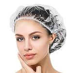 YIZIJIZI 100PCS Disposable Shower Caps, Large Thick Clear Waterproof Shower Cap for Women, large Size 20.5", Home Use, Spa, Hotel and Hair Salon, Clear Shower Caps for Travel