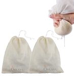 OREAYU Prime Muslin Cheese Nut Milk Cloth Bag for Kitchen, Unbleached Reusable Cotton Bags for Straining Juice as Strainer, Masala Potli, Spice Bag, Paneer, Curd, Cheese, 10x7inches 2 Pcs