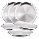 HaWare 6-Piece 18/8 Stainless Steel Plates, Metal 304 Dinner Dishes for Kids Toddlers Children, 8 Inch Feeding Serving Camping Plates, Reusable and Dishwasher Safe