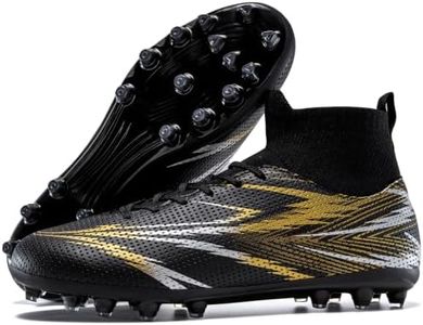 CZRE Unisex Soccer Cleats High Top Ankle Support Football Shoes Black