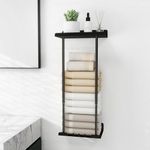 Moonvista Towel Racks for Bathroom, 16-30 Inch Adjustable Towel Holder with Shelf, Metal Wall Towel Rack Mounted Towel Storage for Rolled Towels, Black