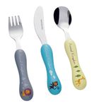 Bon Animal Kingdom 3-Piece Children's Cutlery Set/Kids Cutlery/Toddler Utensils/Flatware, Knife/Fork/Spoon, Mirror Polished Stainless Steel With Fun Animal Designs