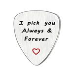 Men Women Guitar Pick I Pick You Always&Forever Music Gift Valentine Anniversary Wedding Stainless Steel (Matte)