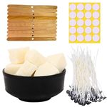 R Wellness Soy Wax Candle Making Kit | 1kg Natural Soy Wax, 50 Pcs 3-Inch Wicks, Wick Stickers & 10 Wooden Holders (DIY Candle Supplies)