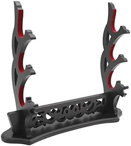 Saihisday Sword Stand Vine Katana Stand Three-Tier Sword Holder with Padded for Japanese Samurai Sword Display Tanto Rapier Light Saber, Black Lacquer Finish