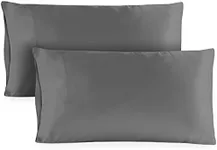 Hotel Sheets Direct Pillow Cases Standard Size (Queen) - Set of 2, 20x30 Inch Cooling Pillow Cases Queen - Silky Pillowcase for Hair and Skin - Dark Gray