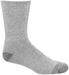 Fruit of the Loom Men's Durable Cushioned Work Gear Socks with Dual Defense-6 Pair Pack, Grey, Shoe Size: 6-12