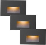TUMUPSM Step Lights Outdoor Indoor LED Stair Lights, 3000K Warm White 12V Low Voltage, 4W 350LM IP66 Waterproof, Horizontal Black Lights for Stairs, 3-Pack