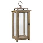 Stonebriar 18 Inch Rustic Wooden Candle Hurricane Lantern, for Table Top, Mantle, Wall Hanging, or Garden Display, Indoor & Outdoor Use, Extra Large