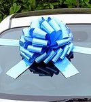 Hampabox MEGA GIANT CAR BOW (40cm diameter) + 6 METRES of RIBBON for Cars, Bikes, Big Birthday HOLOGRAPHIC BLUE