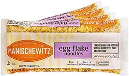 Manischewitz Egg Flakes Premium Enriched Egg Noodles 12oz (Pack of 4) Square Shaped Farfel