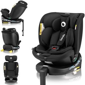LIONELO NAVY i-Size 360o Siège auto pivotant pour enfants 40–150 cm, groupe 0+1 2 3, installation ISOFIX à l’avant et à l’arrière et support stabilisateur, Dri-Seat (Onyx)