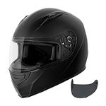 VCAN VX Lightweight Full Face Motorcycle Street Bike Helmet with Extra Tinted Visor DOT & ECE 22.05 Approved (Matte Black, Small)