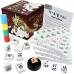 Queensell American Mahjong Set, 152 Tiles, 3 Dice, 80 Scoring Chips, 1 Wind Indicator - Mahjong Game Full Set