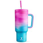 Meoky 1182ml Tumbler with Straw and Lid, 40oz Tumbler with Handle, Insulated Stainless Steel Travel Mug Water Bottle, 100% Leak-Proof, Cold for 34 Hours or Hot for 10 Hours (Marshmallow)